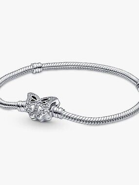Authentic Pandora Moments Butterfly Clasp Snake Chain Bracelet / Pandora Charms